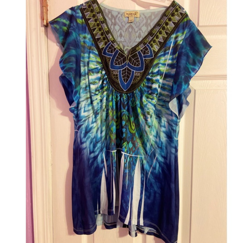 One world flutter sleeve top